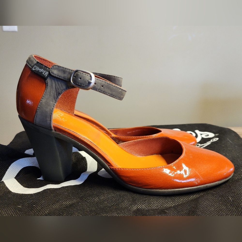 Camper Orange Patent Leather size 37 heels